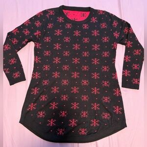 Women's Black and Pink Snowflake Sweater